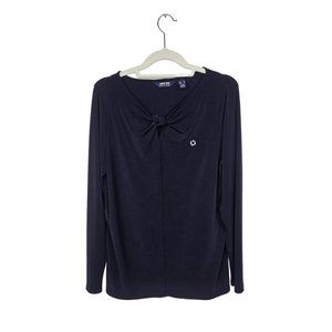 Lands' End Chase Stylish Business Apparel Navy Blue Blouse